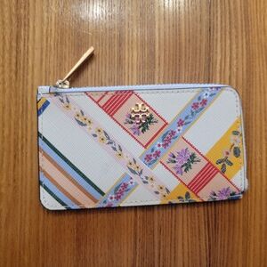 Tory Burch Multicolor Floral Stripe Card Holder